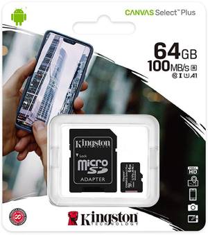 Micro SD Kingston 64GB Classe 10 SDCS2/64GB + Adattatore SD
