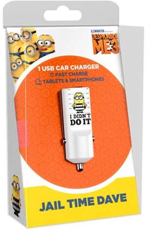 Tribe Caricabatterie da Auto USB Fast Charge 2.4A Minions J.T. Dave