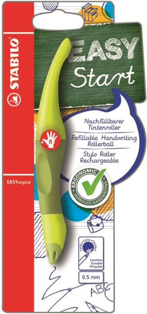 Stabilo Penna roller EASY original Lime/Verde x destrorsi, Blu + 1 refill Blu