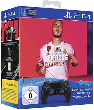 PS4 Dualshock 4 Jet Black +Fifa 20 EU