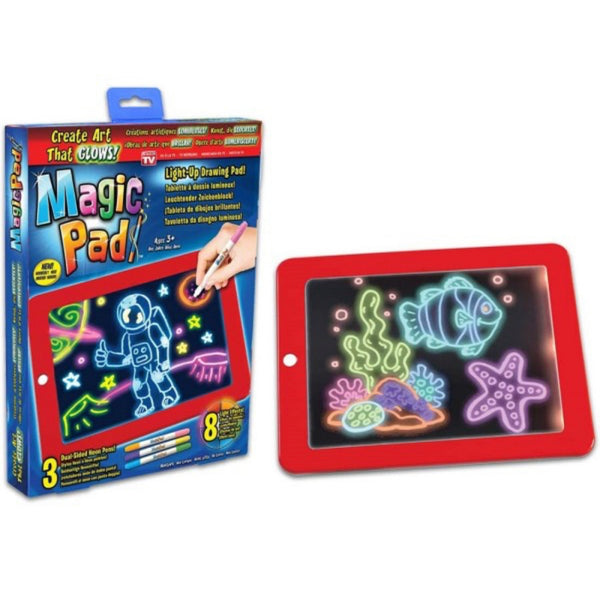Magic Pad, La tavoletta con pennarelli al neon e 8 effetti di luce brillante per dare vita ai tuoi disegni.