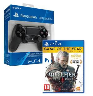 DUALSHOCK 4 BLACK V2 + PS4 THE WITCHER 3 GOTY